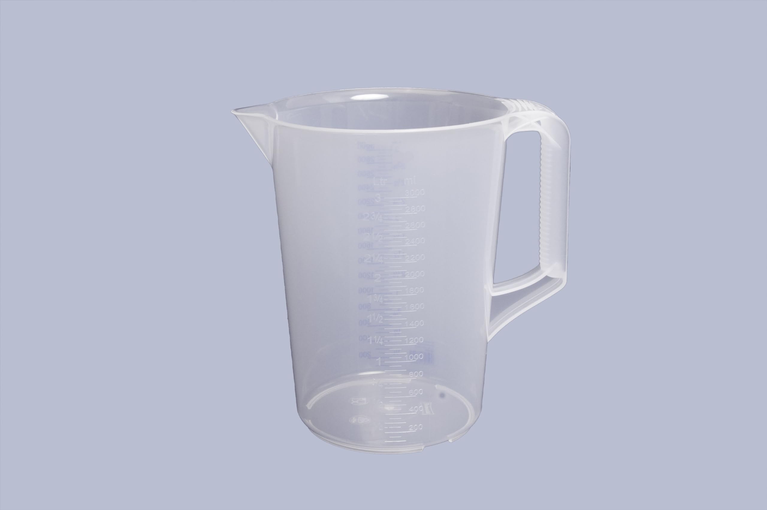 Hünersdorff Jarra medidora de polipropileno | 3.000 ml | PP | 2 escalas Asa abierta | transparente y apilable | jarra graduada