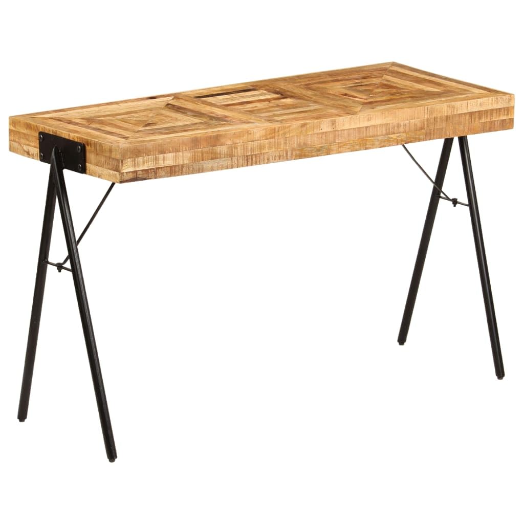 Bureau en bois massif de mangue 118x50cm avec pieds en acier stable