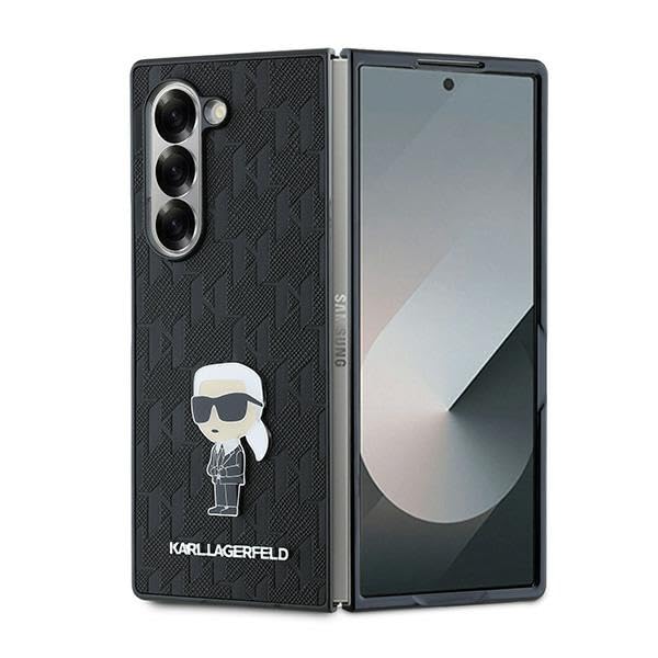 CG Mobile Karl Lagerfeld KLHCZFD6SAPKK Coque pour Z Fold6 F956 Noir Saffiano Ikonik Pin