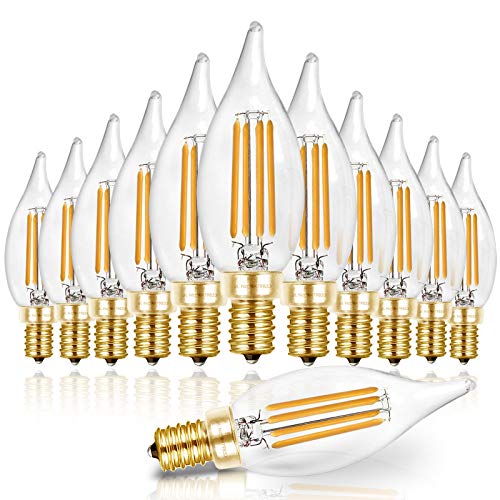 Hizashi 90+ CRI LED Candelabra Bulbs, 12 Pack