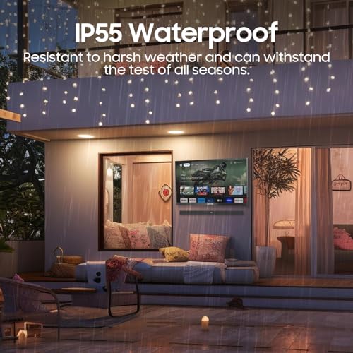 SYLVOX 55 Zoll QLED Outdoor TV Smart Google Ferseher - Quantum Dot Farbe, 1000nit, Wasserdicht Ferseher, Voice Assistant, Share to TV,Dolby Atmos für Terrasse Partial Sun (Deck Pro 2.0 QLED) – Bild 6