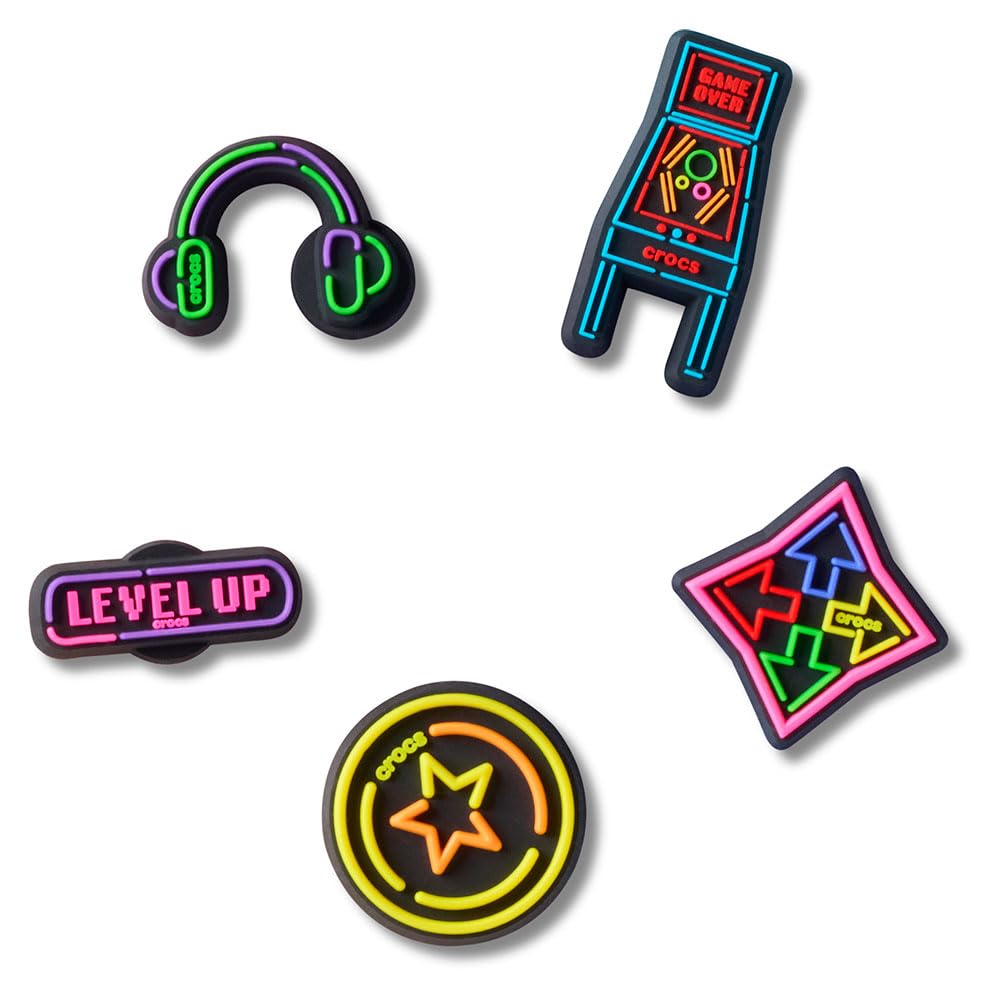 Crocs Unisex Jibbitz Charms, Level Up Gamer 5 Pack