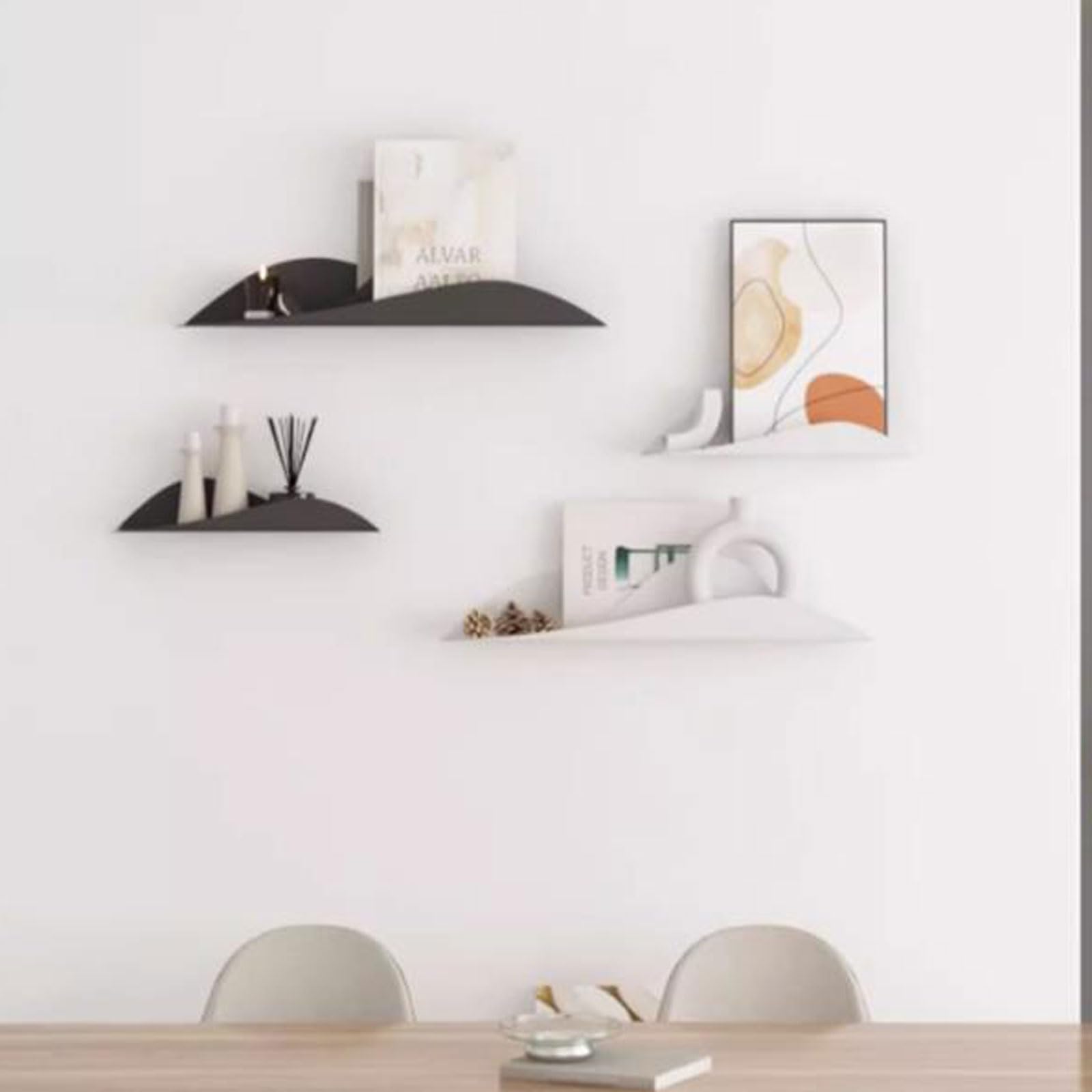 Mensole sospese Mensole sospese in Metallo Decorazioni da Parete, Scaffale a Parete Decorazioni per la casa Arte per Camera da Letto Soggiorno Cucina Bagno Ingresso, Set di 3 menso