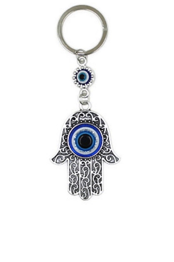 LUCKBOOSTIUMBravo Team Evil Eye and Hamsa Hand Keychain Ring - Sign of Protection & Blessing - Home Keys, Purse & Bags Decorative Things & Accessories - Car Ornaments for Rear View Mirror