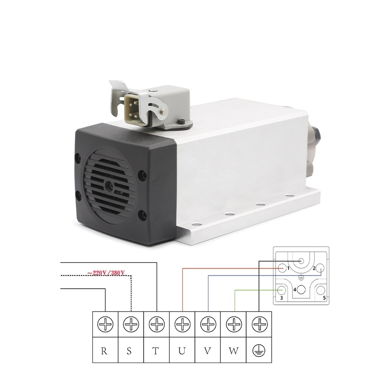 Kit motore mandrino CNC 1.5kw ER11 Motore mandrino raffreddato ad aria con flangia 4 pezzi Cuscinetti Motore mandrino quadrato Lavorazione del legno Precisione 0.01mm