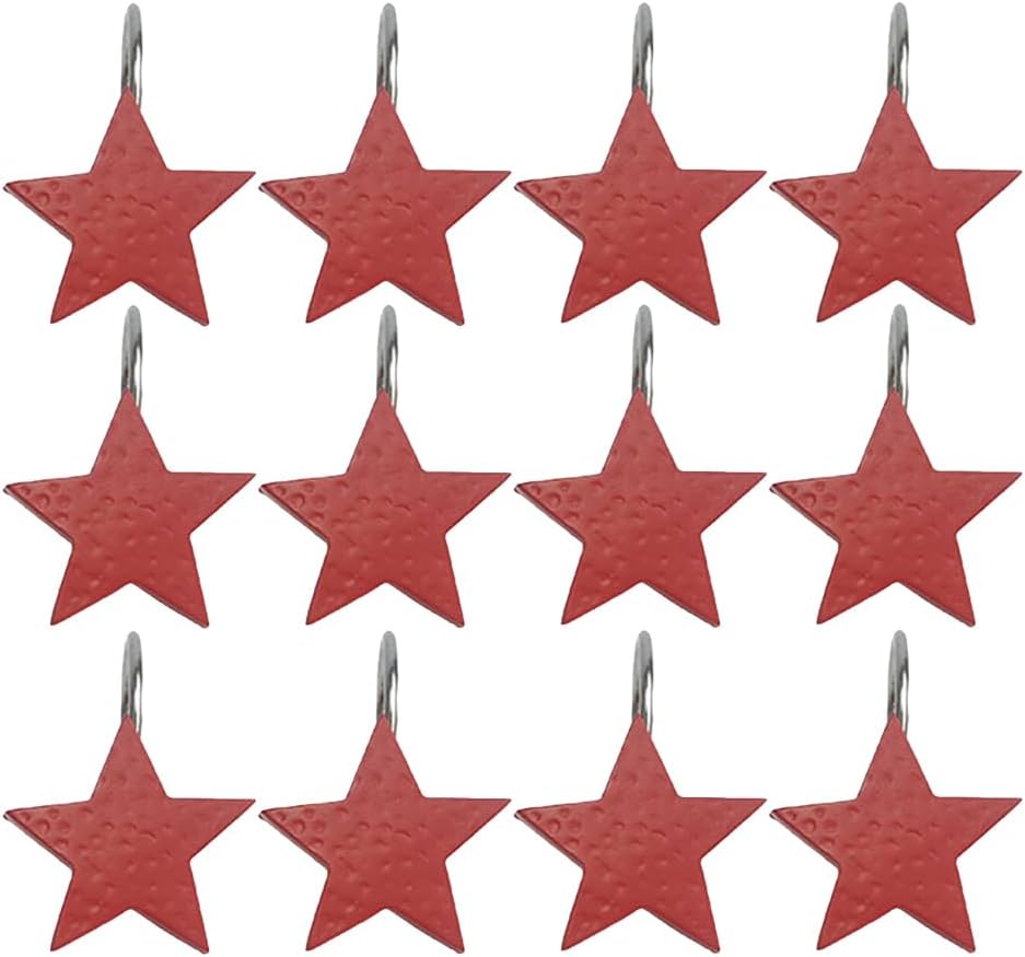 12pcs Multicolor Resin Pentagram Shower Curtain Hooks Metal Hooks for Bathroom Curtains Easy Installation Stylish Star Design for Elegant Decor