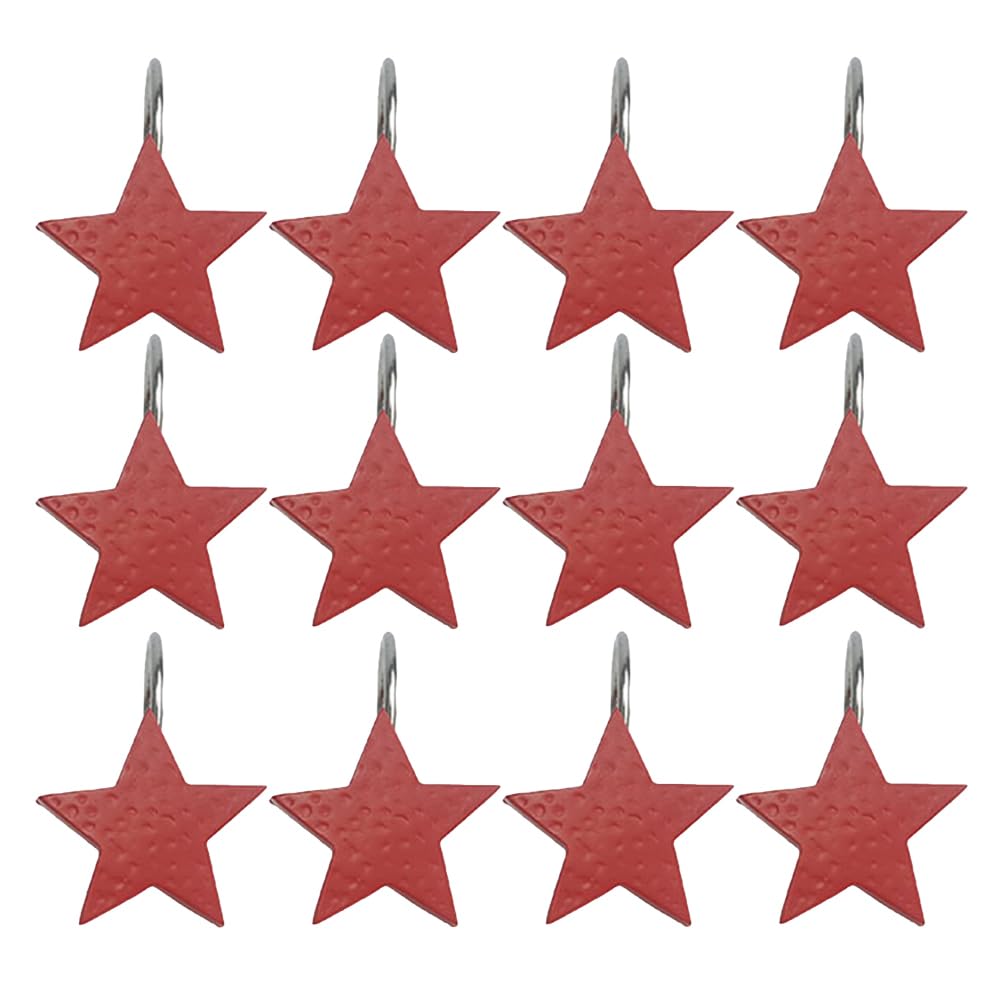 Beatifufu 12pcs Multicolor Resin Pentagram Shower Curtain Hooks Metal Hooks for Bathroom Curtains Easy Installation Stylish Star Design for Elegant Decor