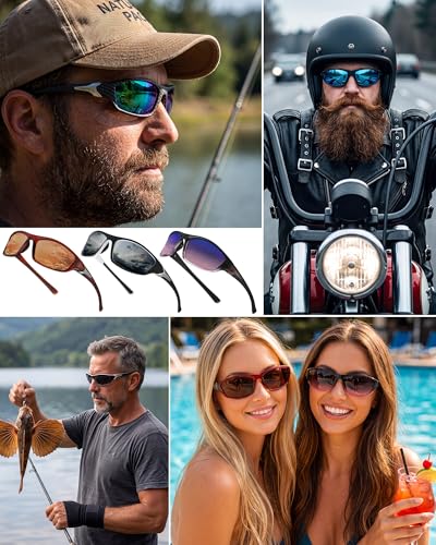 Image of Frienda 6 Pack Polarized Sport Sunglasses for Men Multipack Fit over Glasses Pack Lot Set Men's Sport Fishing Eyeglasses