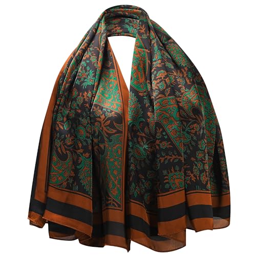 Stlvoll 43” Large Square Satin Head Scarf for Women Silk Scarfs Hair Bandanas Like Neck Scarf Hair Sleeping Wraps