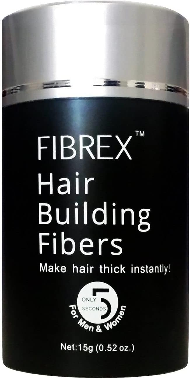 FIBREX Hair Building Thickening Fibers Hair Loss Balding Concealer Black 15 grams