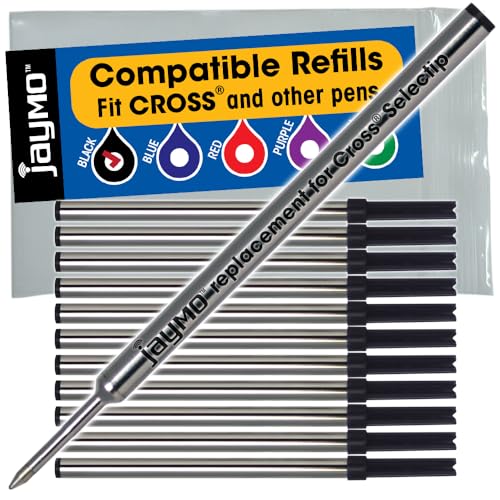 Recharges pour Cross Selectip 8523 Jaymo 111 mm sans bavure lot de 12 pour écriture nette