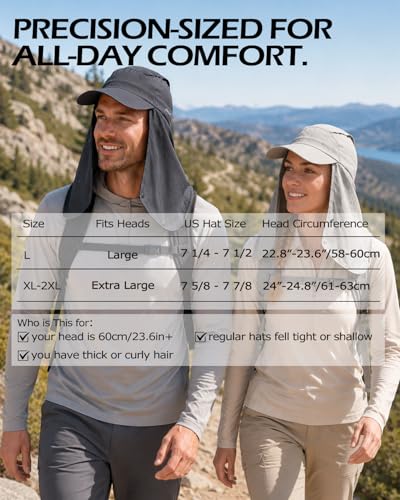 Image of Zylioo XXL Sun Hat for Big Heads, Neck Flap Fishing Cap | Roomier Outdoor Fit-Rear drape and soft crown give fuller head shapes cooler coverage on bright days.