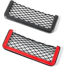DEDC 2 Pieces ABS Plastic Frame Car Storage Net Bag Phone Car Mesh Net Holder RV Storage Boat Cargo Pocket Organizer Framed Mesh Net Pocket with Screws for Auto RV Net 8 x 3.1 Inch