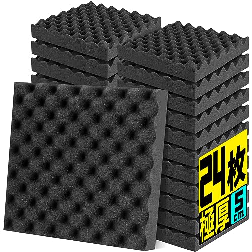 Moon River 吸音材 防音材 25kg/m³ 高密度 吸音パネル 軽量 部屋用 設置簡単 吸音パネル 吸音対策 インテリア 楽器 壁 ドア 消音 騒音 防音 湿気防止 保温 難燃 吸音ボード 30×30×5cm 両面テープ付き (ブラック, 2.16㎡)の商品画像（Amazon）