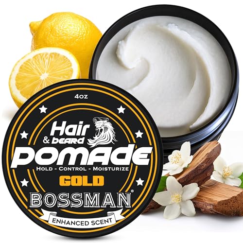 Bossman Hair & Beard Pomade, 2-in-1, Non-Greasy (Gold Scent)