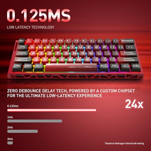 Image of Redragon K753 HE Rapid Trigger Gaming Keyboard, 60% 61 Keys Wired Mechanical Keyboard w /Hype-Red Hollowed-Out Aluminum Base, Next-Gen UltraMag 100% POM Silky Rappid Trigger Magnetic Switch
