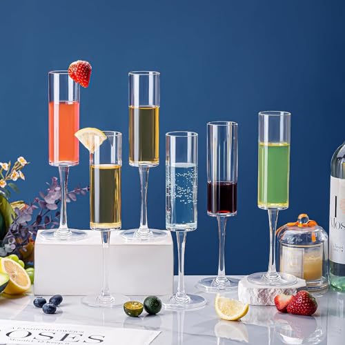 Image of Champagne Glasses with Long Stem Lead-Free Sparkling Wine Stemware 190 ml Dishwasher Safe for Home Bar Unique Gift for Birthday, Wedding, Anniversary of 6 (faluda Glass $$)