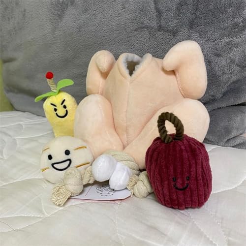 Molinter Hundespielzeug Pet Plüsch in Form von Hühnersuppe Interaktives Lebensmittel Ausblenden Quietschspielzeug Zahnreinigung