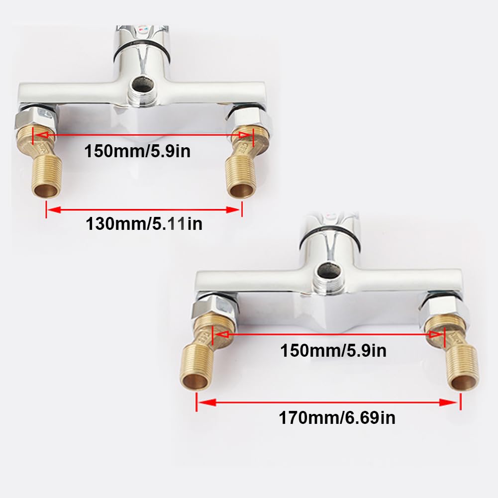 Adaptador de grifo de ducha, conector de 3/4" AG x 1/2" AG S, desplazamiento de 8 mm de longitud 60 mm, conector excéntrico para grifos de pared