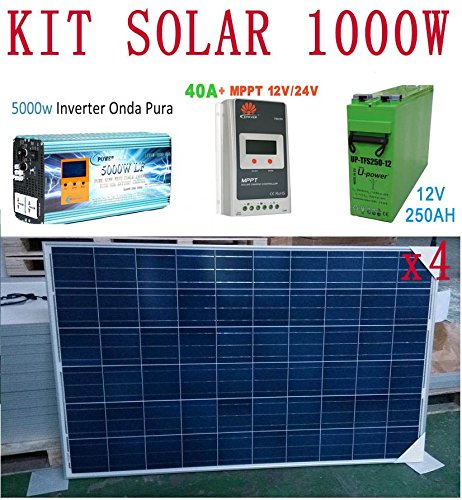 Kit solar 1000 W Time Full Panel MPPT Inverter and Batteries 24 V Photovoltaic