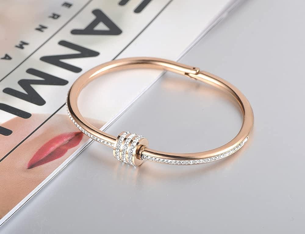 MEENAZ bracelet for women Diamond Bangles for women Anti Tarnish Stylish Adjustable Bracelet for girls Rose gold Kada for Women Accessories Jewellery for Women friendship crystal Wrist Band hand cuff