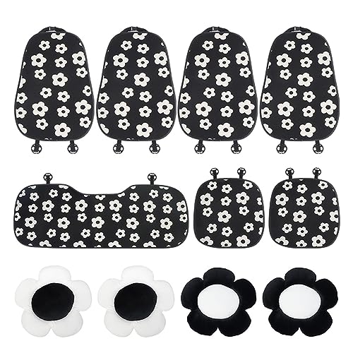Housses de siège de voiture en coton lin quatre saisons motif fleur