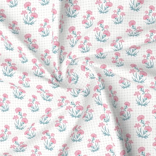 Image of Layers 100% Cotton Bedsheet for King Size Bed | Lumina Floret Collection | 144 TC Soft & Breathable | Printed with 2 Pillow Covers | Wrinkle Free & Colorfast | 3 Piece Bedding Set - Blue & White