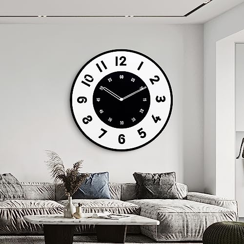 NUOVO Orologio da parete 12 pollici, rotondo, nero...