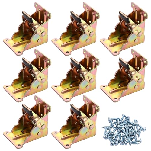 LDXDRU 8 Pack Self Locking Hinges, 90 Degree Folding Lock Extension Furniture Feet Support, Folding Table Legs Brackets for Table Workbench Bed Leg