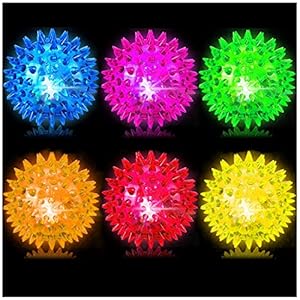 Bouncy Light Up Ball for Kids – LED Flashing Spiky Sensory Stress Balls for Toddlers 1-3 2.55inch Fidget Sensory Toys…