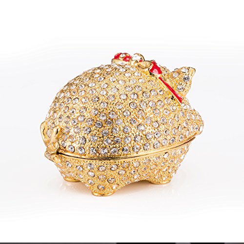 Qfiu Qifu Hand Painted Enameled Cute Pig Decorative Hinged Jewelry Trinket Box Unique Gift Home Decor #TOP1