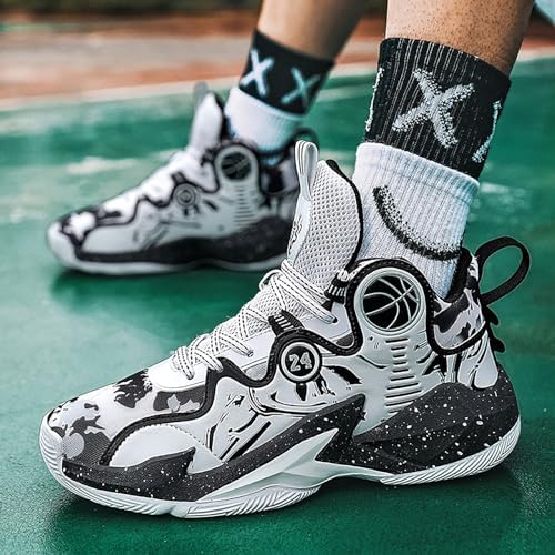 Xemuck Boys High Top Basketball Shoes Youth Fashion Lightweight Volleyball Sneakers Comfortable Non-Slip Footwear Girls Athletic Running Shoes 4 51QX18KAj4L. AC