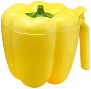 Tiydiygo Tarros de sal 4 en 1 con forma de pimienta, dispensador de especias de pimienta de plástico con tapa para cocinar en casa, cocina, barbacoa (amarillo)