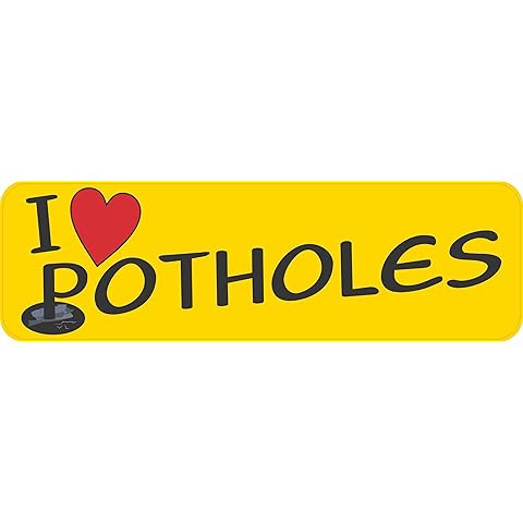 StickerTalk I Heart Potholes Vinyl Bumper Sticker, 10 inches by 3 inches