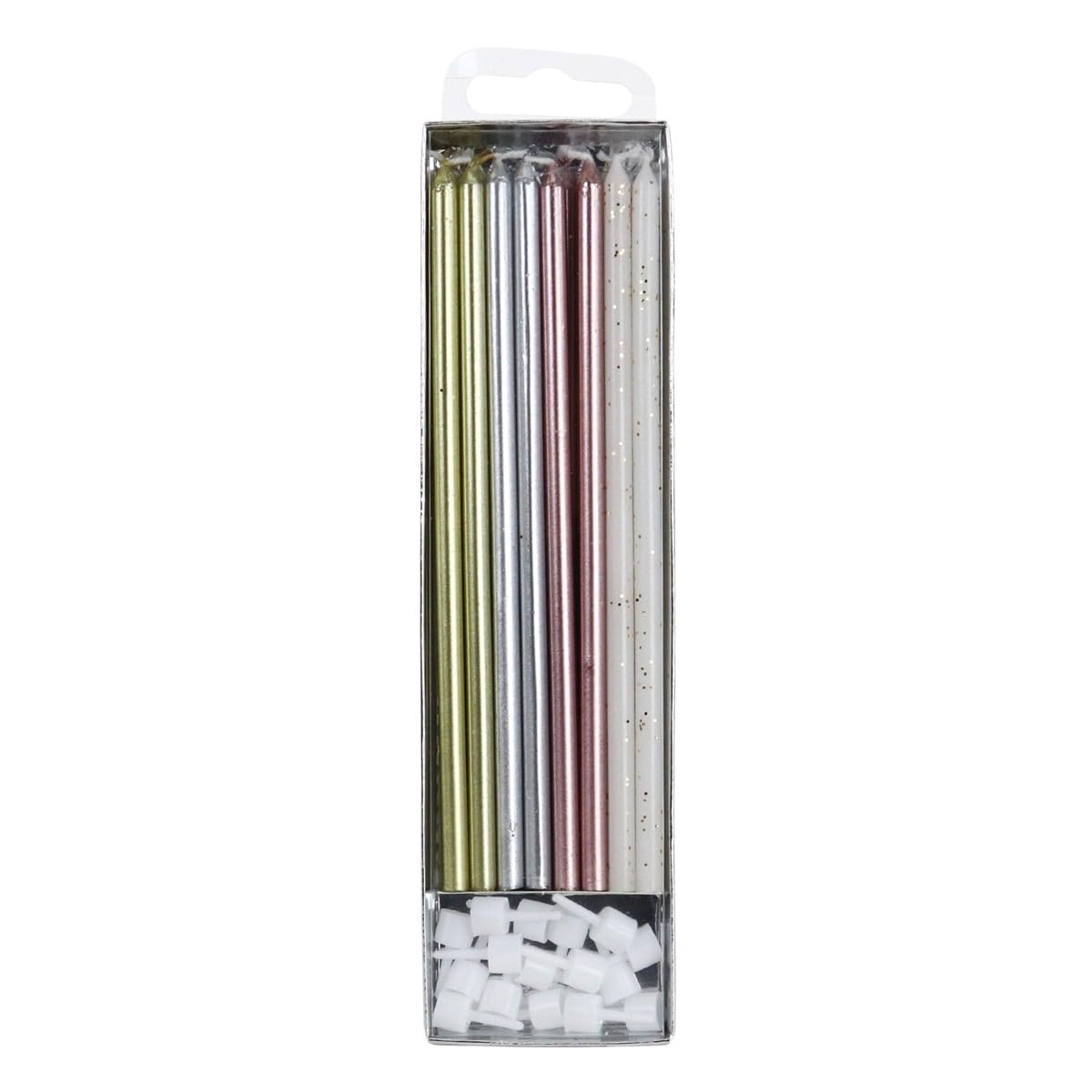 PME Cake Tall Birthday Candles | Metallic Assorted Extra-Tall Wax Candles | 7"