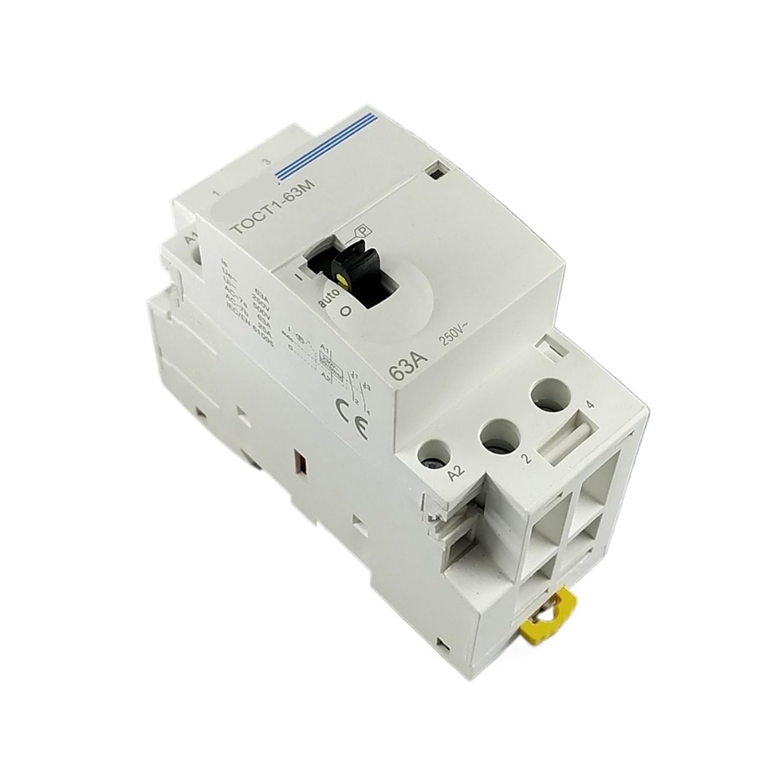 Stycznik modułowy AC do użytku domowego na szynie DIN 2P 63A 220V/230V 50/60 Hz z ręcznym przełącznikiem sterującym 2NO lub 1NO 1NC lub 2NC 1 szt. (2NO)