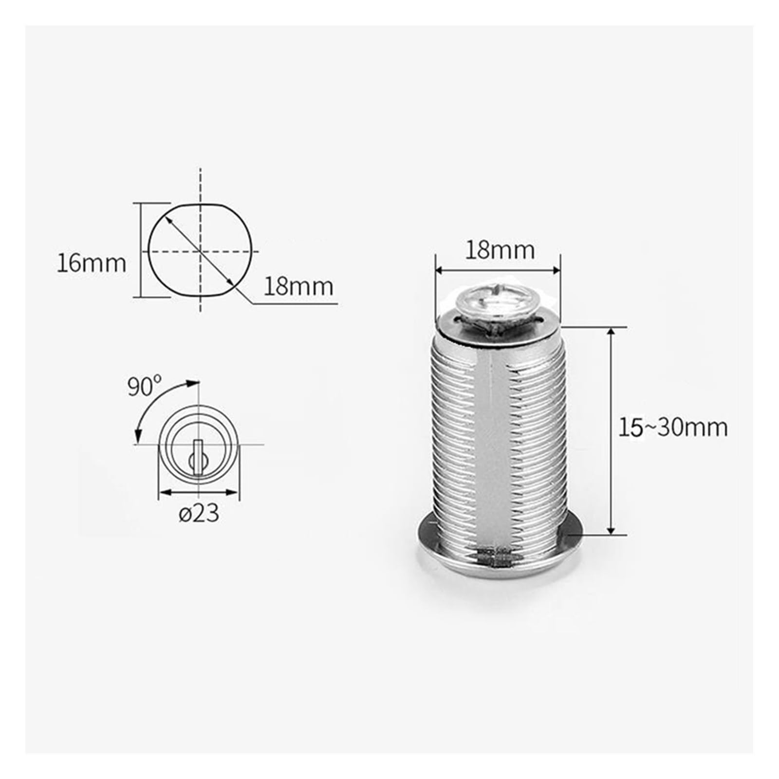 Cerradura para gabinete 4 juegos de cerradura, puerta, barril, cajón, gabinete, buzón correo, armario for cerraduras muebles seguridad, 16/20/25/30mm con 2 llaves(25mm)