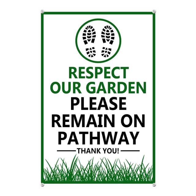 Horienteeon Respect Our Garden Please Remain On Pathway Aluminum Sign 20Γ30cm, Sturdy Aluminum Signs Rust Free, Keep of Grass Sign Outdoor for Lawn Yard Garden Decor