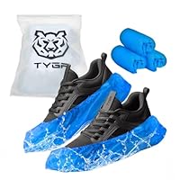 TYGA Disposable Shoe Covers, 30 Pack Blue Overshoes, Waterproof & Anti-Slip Plastic Boot Covers, Dustproof Floor & Carpet Protectors, One Size Fits Most