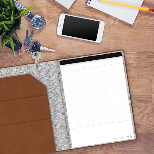 Porte-documents en similicuir marron clair ASMBLD avec bloc-notes format lettre