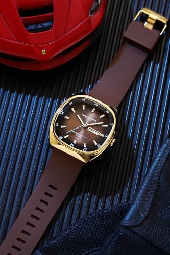 Image of Daniel Hechter Paris Bercy Collection Analog Quartz Watch for Men with Square Dial, Day-Date Display, Crystal Hour Markers and Silicone Strap - DHM1053