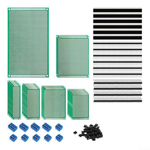 Kit de placa de circuito PCB de una sola cara de 147 piezas con múltiples tamaños y accesorios, tablero de fibra de vidrio FR4 para proyectos electrónicos de soldadura DIY