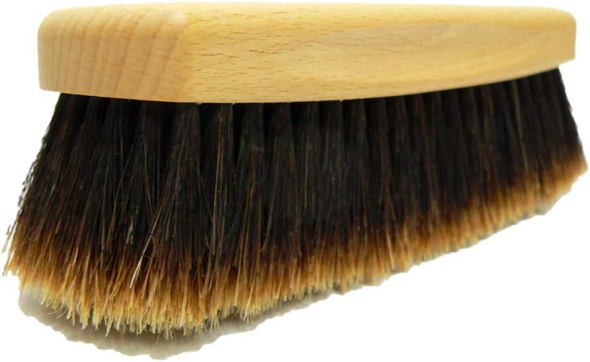 Valentino Garemi Long-Bristle Horsehair Shoe Shine Brush – Premium Buffing Brush for Leather Shoes & Boots – Hard Wood Handle with Sloted Bristles – Made in Germany