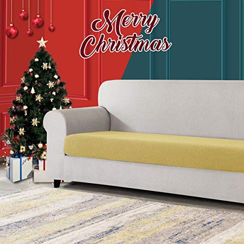 Image of CHUN YI Stretch Loveseat Couch Cushion Cover Suitable for 2 Settee, Sofa Seat Slipcover with Spandex Jacquard Fabric(Medium,Beige)
