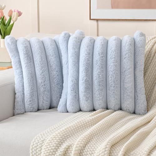 FUTEI Light Blue Decorative Throw Pillow Covers 18x18 Inch Set