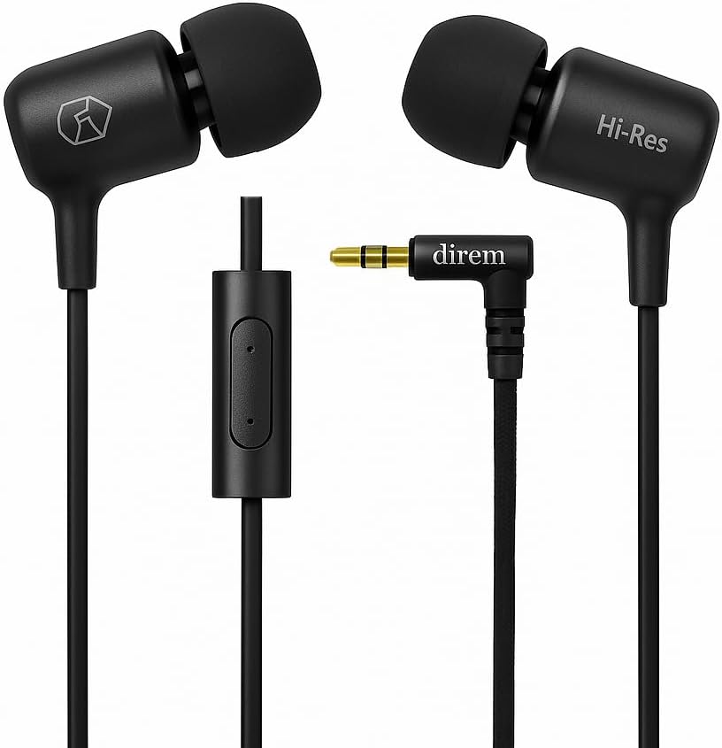 Sonicast E3 3.5mm Wired Earbuds with Microphone, Hi-Res in-Ear Monitors (IEM) for Studio & Audiophiles, SF-Driver - Jet Black