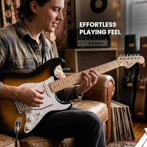 Image of Fender Squier Sonic Stratocaster - 2-Color Sunburst Bundle with Frontman 10G Amp, Cable, Tuner, Strap, Picks, and Austin Bazaar Guitar DVD