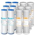 5 Micron Pleated Polyester Sediment Water Filter & 5 Micron CTO Carbon Block Water Filter 10"x2.5", Whole House Pre-Filter Universal Replacement Filter