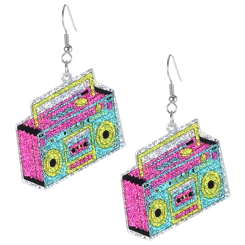 Tyqour Aretes de cinta de casete y colgantes geométricos