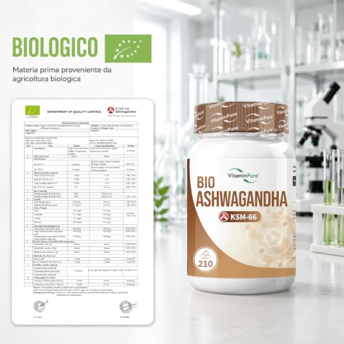 Ashwagandha KSM-66 BIO Alto Dosaggio, 210 Capsule (Fino a 7 mesi di fornitura) Estratto di Radice Withania Somnifera - VitaminPure - Immagine 4